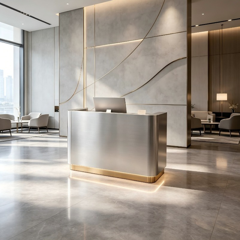 Office Furniture Company - Comptoir de réception en acier inoxydable